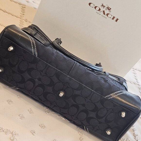 COACH Black Satchel with Leather Trim and Silver Hardware - Picture 5 of 5